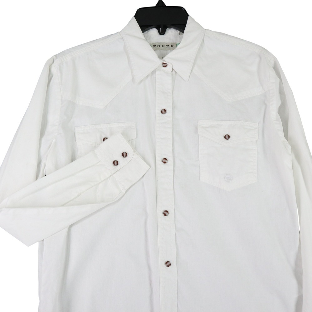 BID Group Roper Button Up Shirt Womens M White Western‎ Yoke Workwear